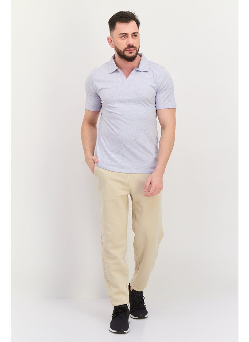 Men Regular Fit Heather Short Sleeve Polo Shirt, Heather Blue