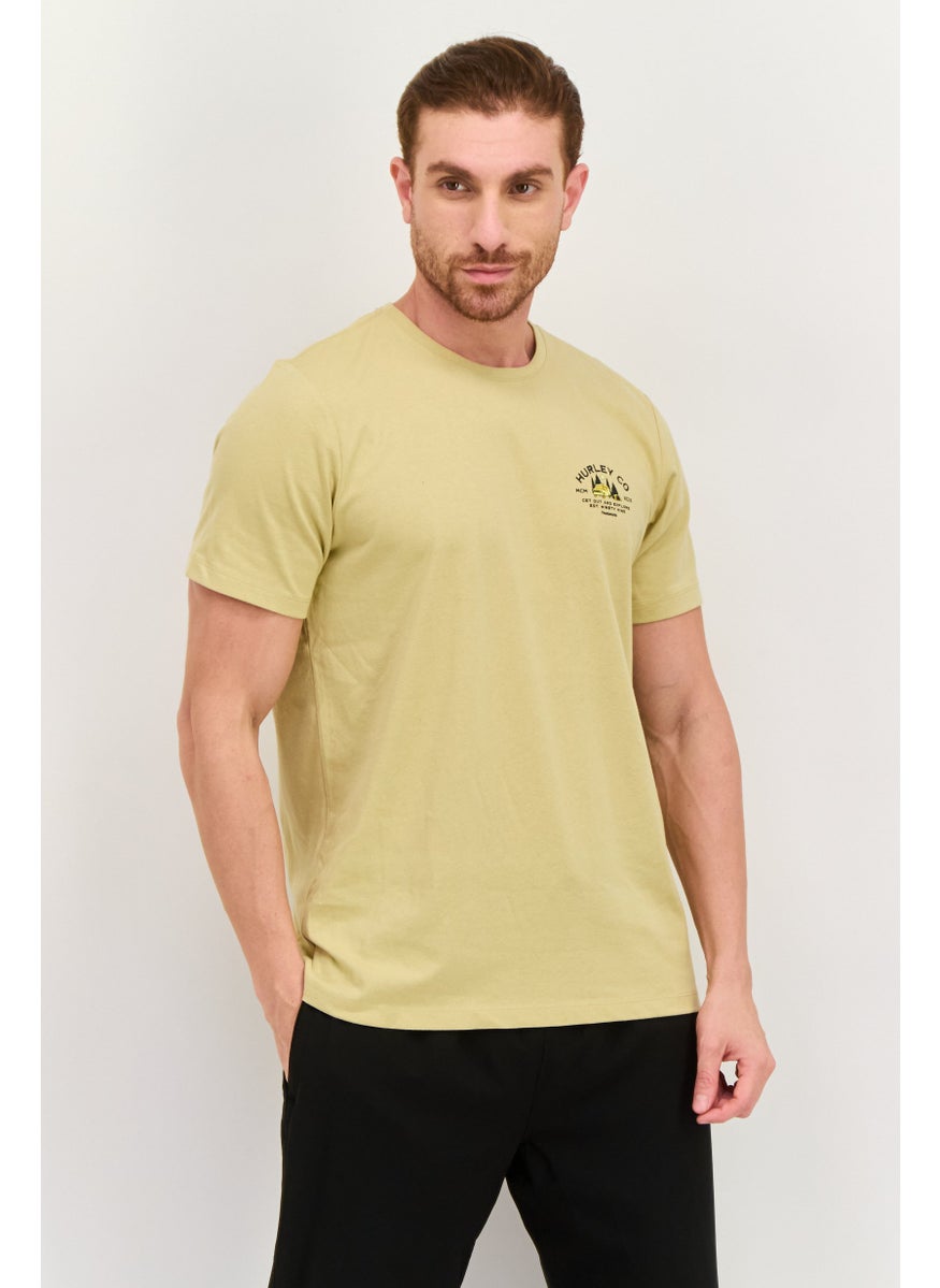 Men Sportswear Fit Short Sleeve Outdoor T Shirt, Khaki