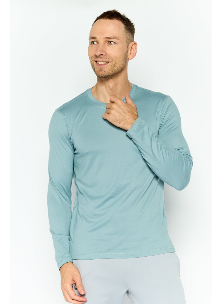 Men Sportswear Fit Long Sleeve Outdoor Shirt, Sage Green