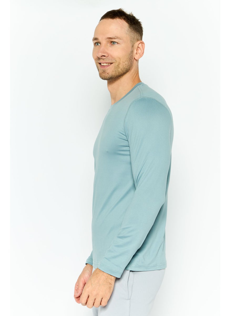 Men Sportswear Fit Long Sleeve Outdoor Shirt, Sage Green