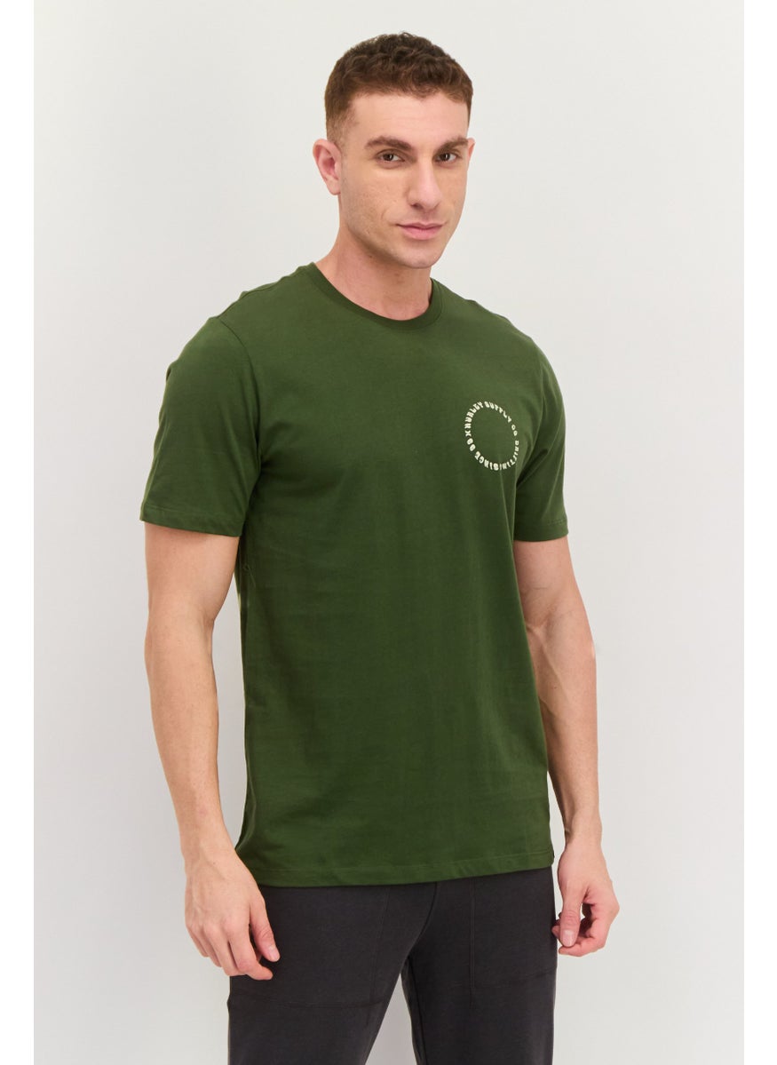 Men Sportswear Fit Short Sleeve Outdoor T Shirt, Olive