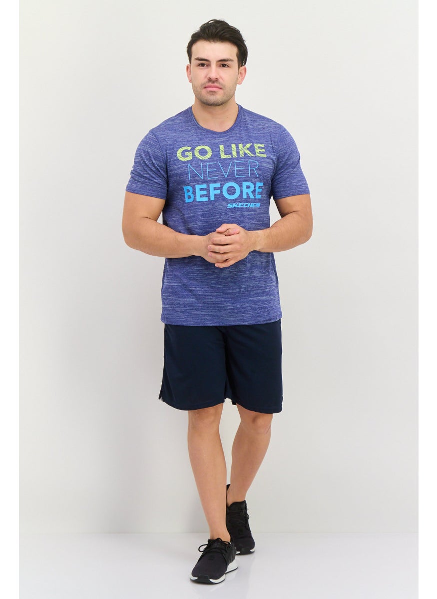 Men Sportswear Fit Short Sleeve Training T-Shirts, Heather Blue