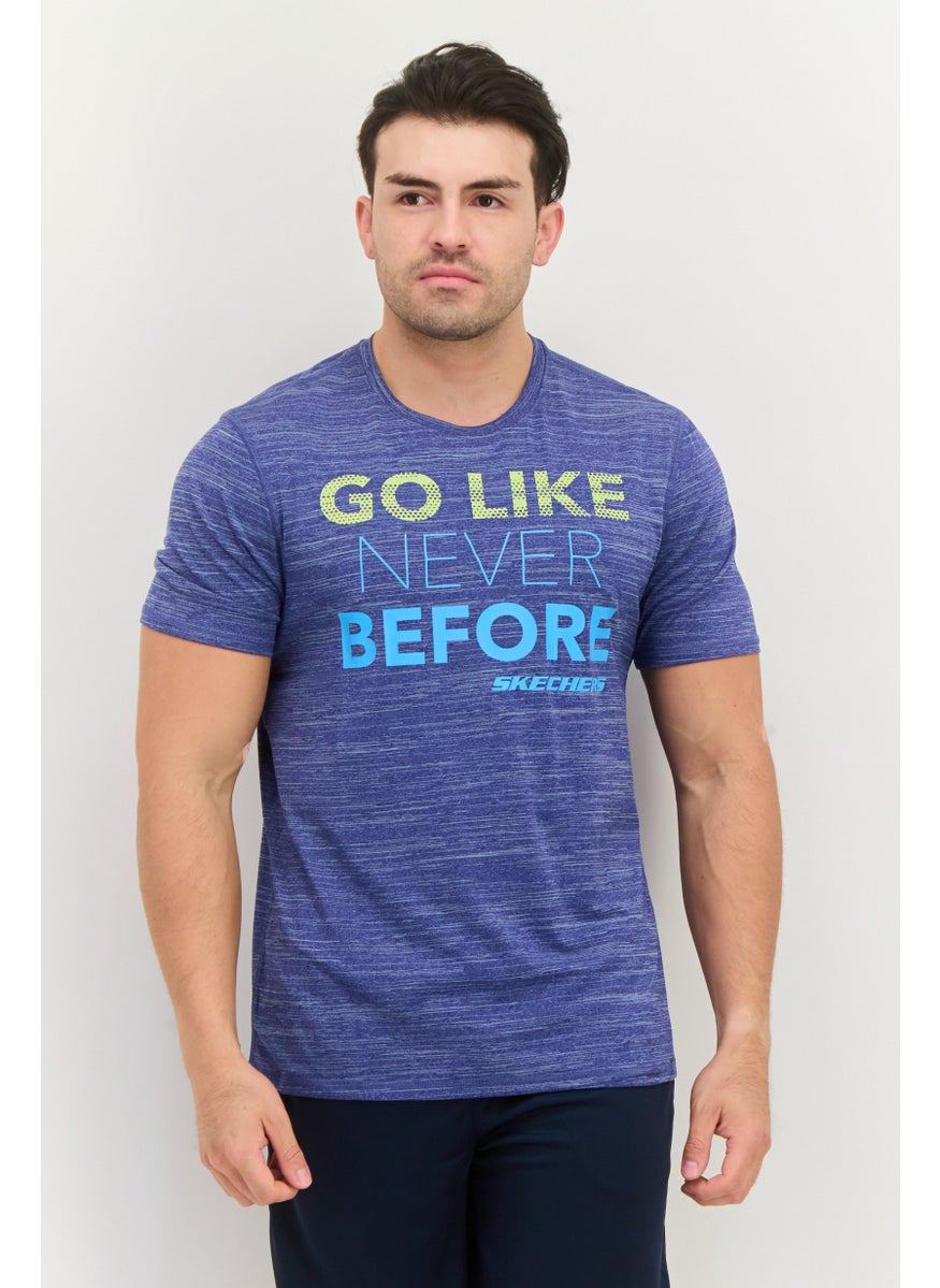 Men Sportswear Fit Short Sleeve Training T-Shirts, Heather Blue