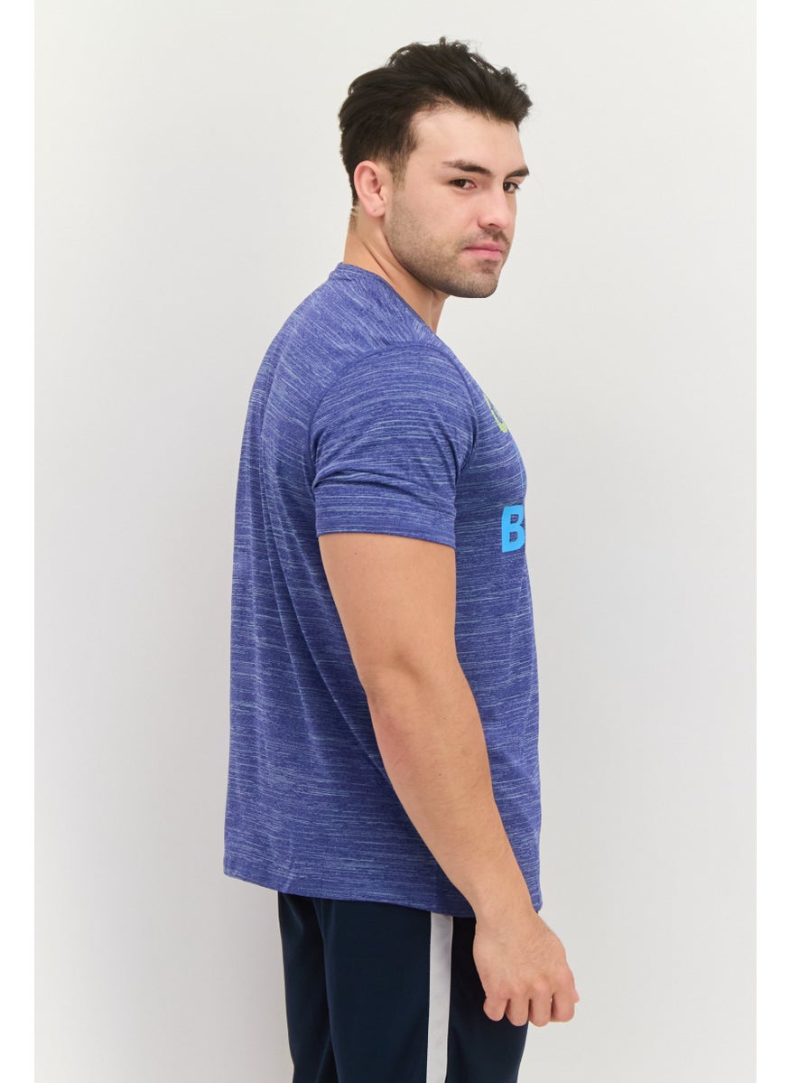 Men Sportswear Fit Short Sleeve Training T-Shirts, Heather Blue