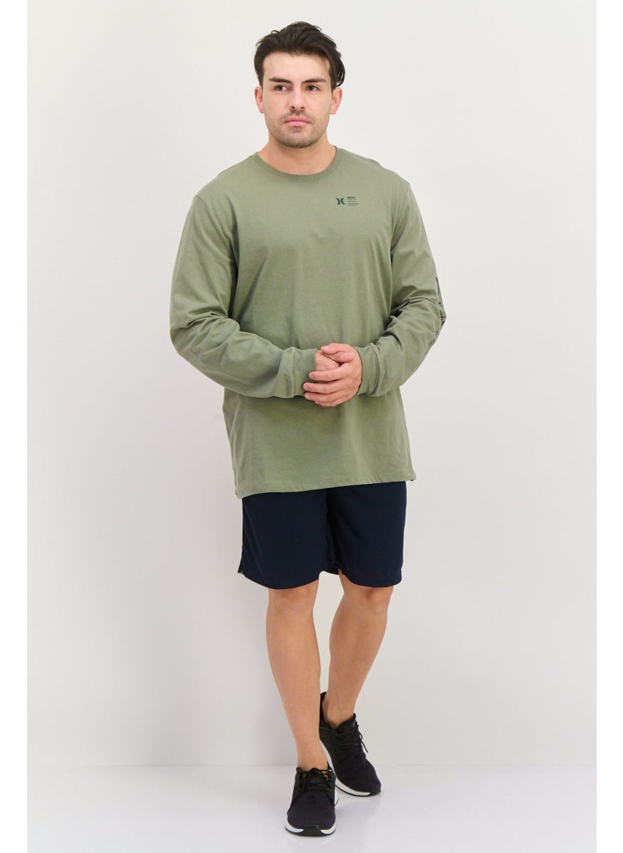 Men Sportswear Fit Long Sleeve Outdoor T Shirt, Olive