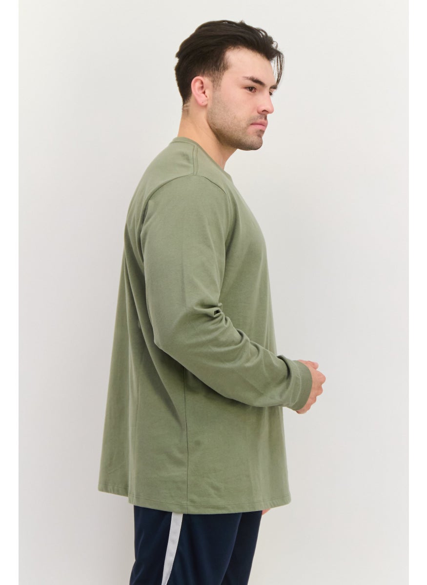Men Sportswear Fit Long Sleeve Outdoor T Shirt, Olive