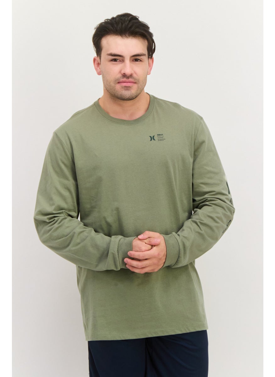 Men Sportswear Fit Long Sleeve Outdoor T Shirt, Olive