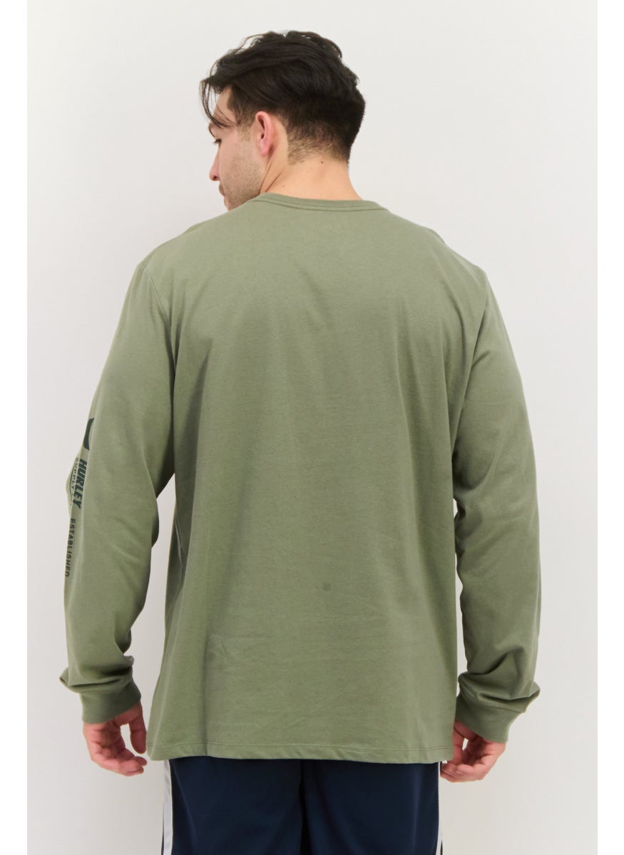 Men Sportswear Fit Long Sleeve Outdoor T Shirt, Olive