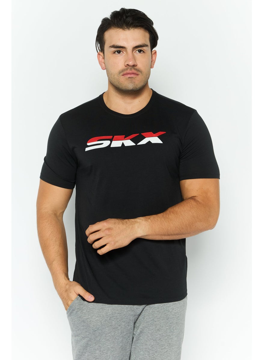Men Sportswear Fit Short Sleeve Outdoor T Shirt, Black Combo