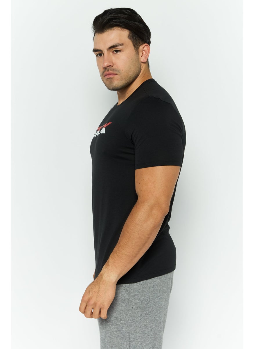 Men Sportswear Fit Short Sleeve Outdoor T Shirt, Black Combo