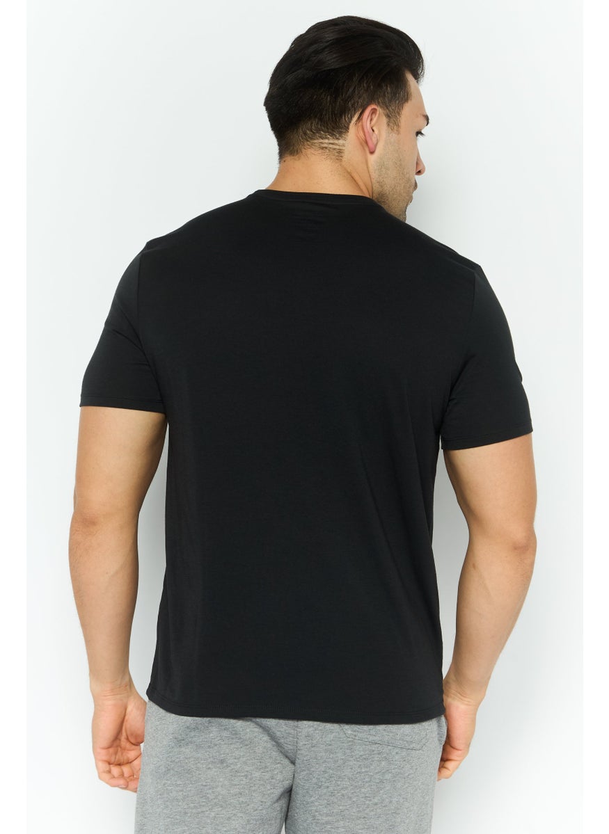 Men Sportswear Fit Short Sleeve Outdoor T Shirt, Black Combo