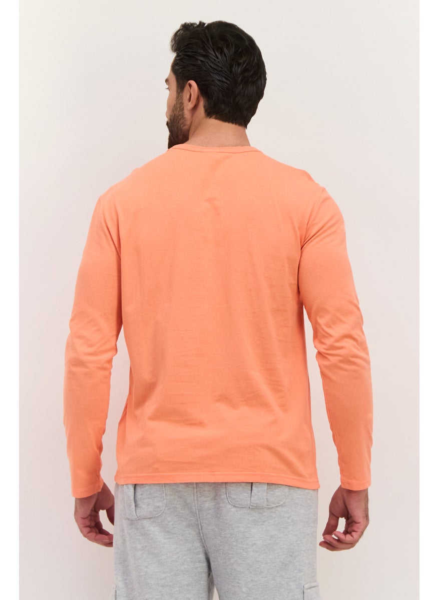 Men Sportswear Fit Long Sleeves Outdoor  T-Shirt, Coral