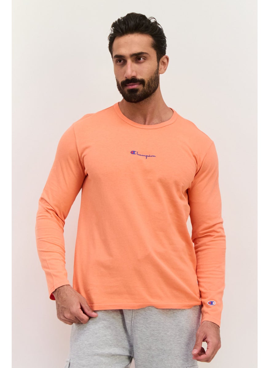 Men Sportswear Fit Long Sleeves Outdoor  T-Shirt, Coral