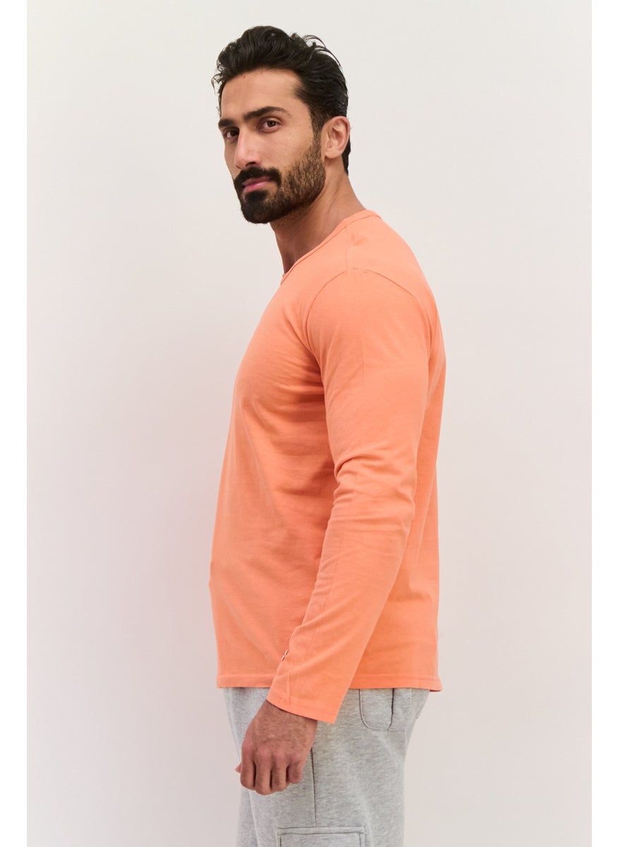 Men Sportswear Fit Long Sleeves Outdoor  T-Shirt, Coral