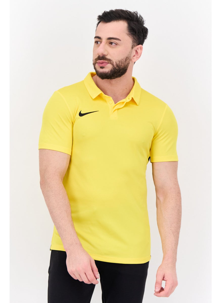 Men Sportswear Fit Short Sleeves Football Polo, Yellow