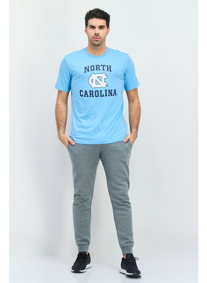 Men Sportswear Fit Short Sleeve Outdoor T Shirt, Light Blue