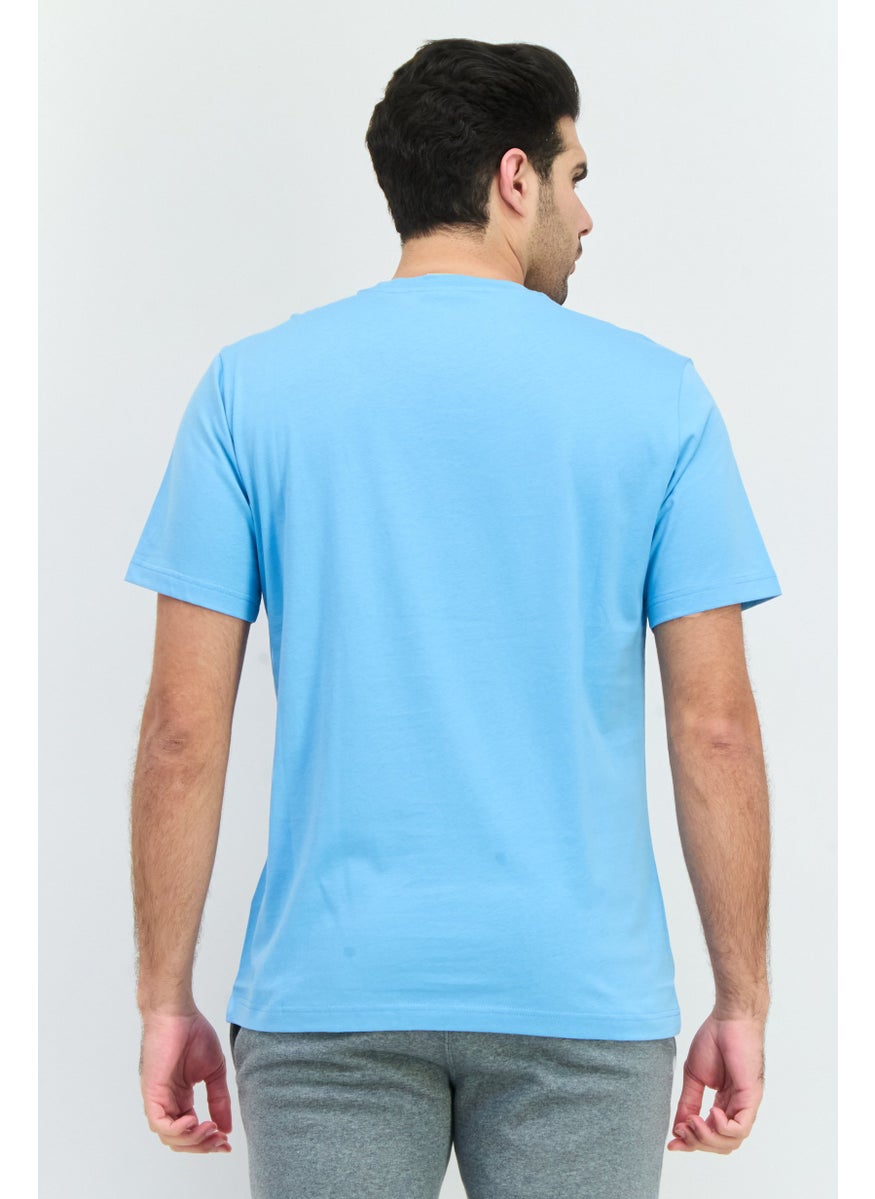 Men Sportswear Fit Short Sleeve Outdoor T Shirt, Light Blue