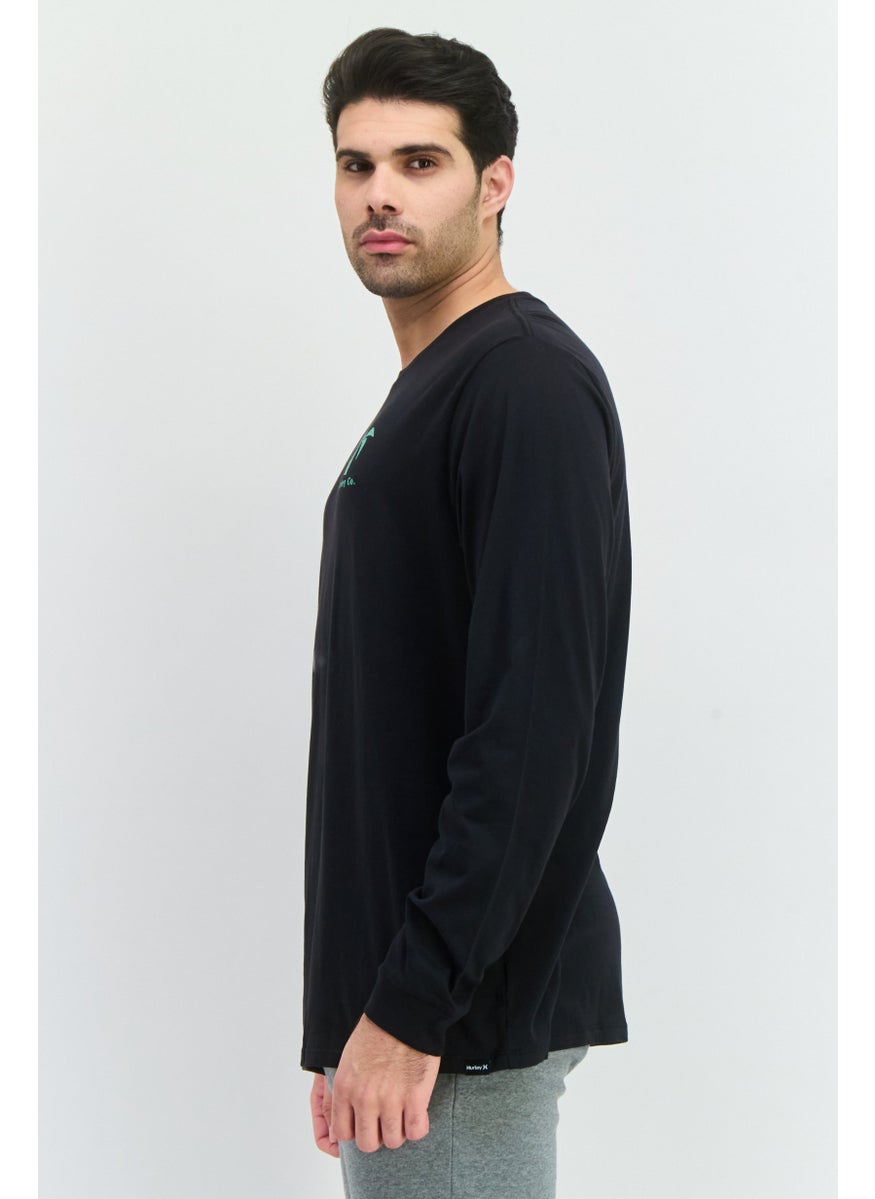 Men Sportswear Fit Long Sleeve Outdoor T Shirt, Black