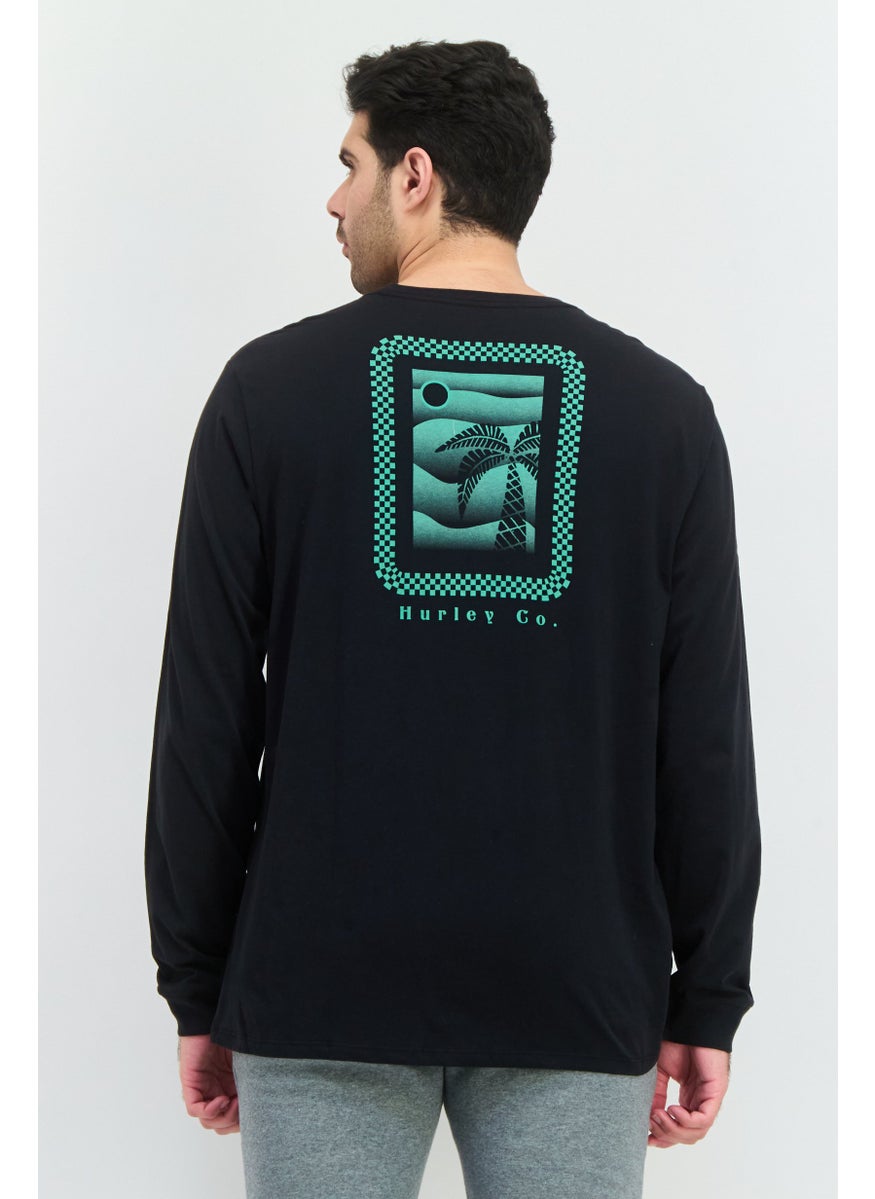 Men Sportswear Fit Long Sleeve Outdoor T Shirt, Black