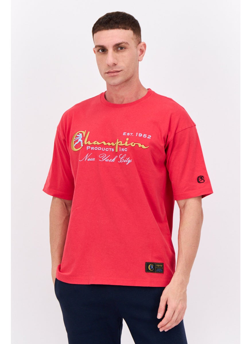 Men Sportswear Fit Short Sleeves Outdoor T-shirt, Red Combo
