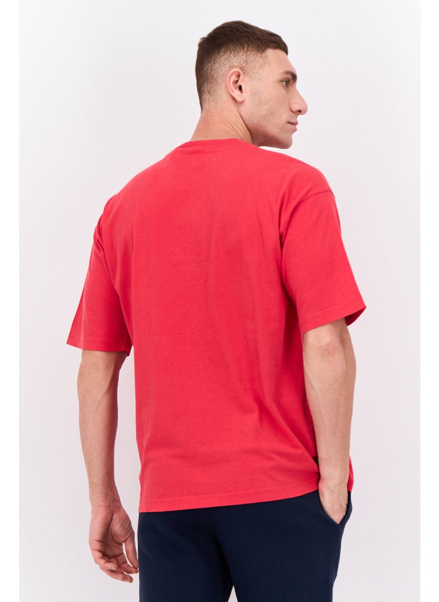 Men Sportswear Fit Short Sleeves Outdoor T-shirt, Red Combo