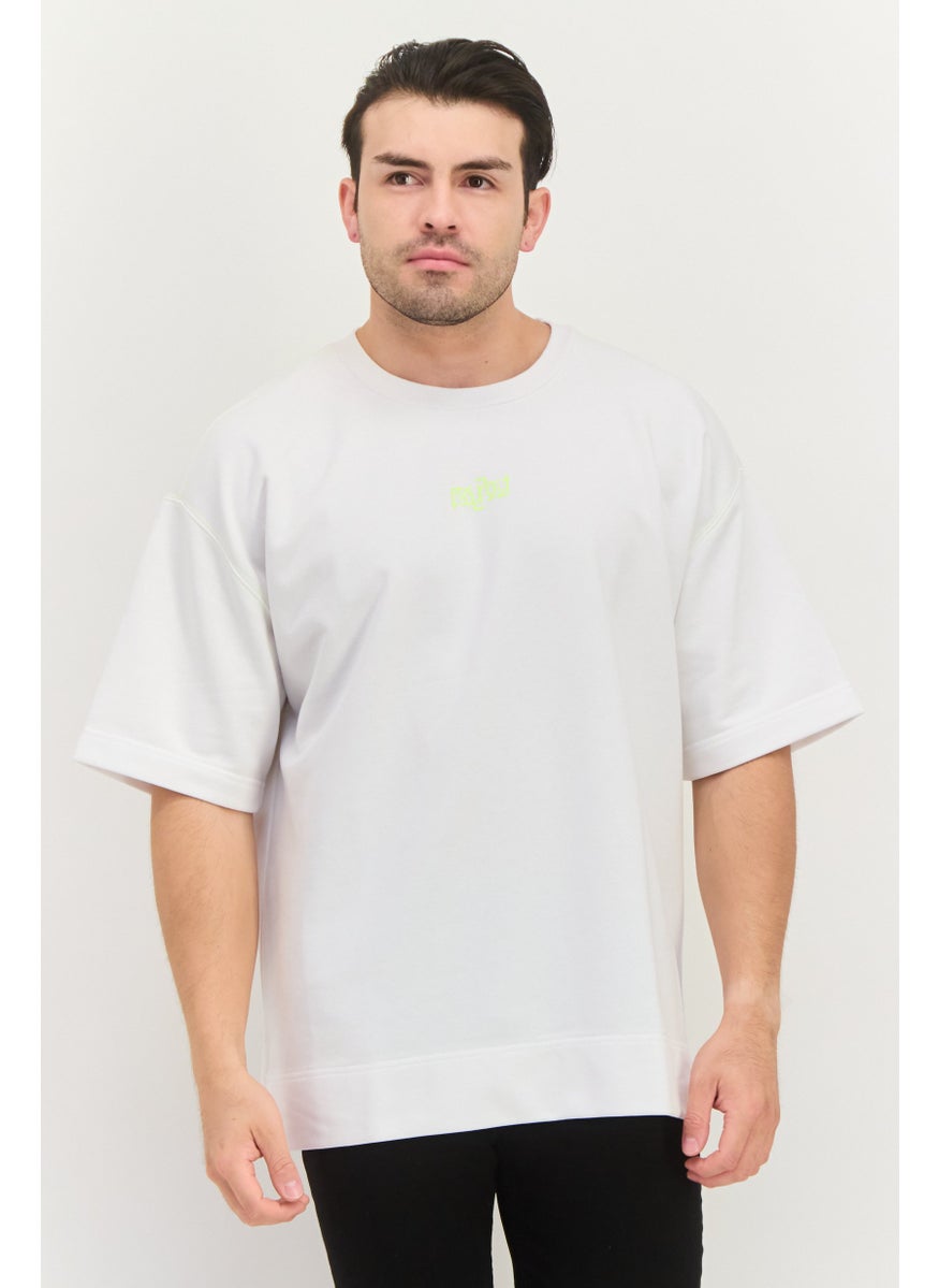 Men Round Neck Graphic Print Short Sleeves T-shirt, White