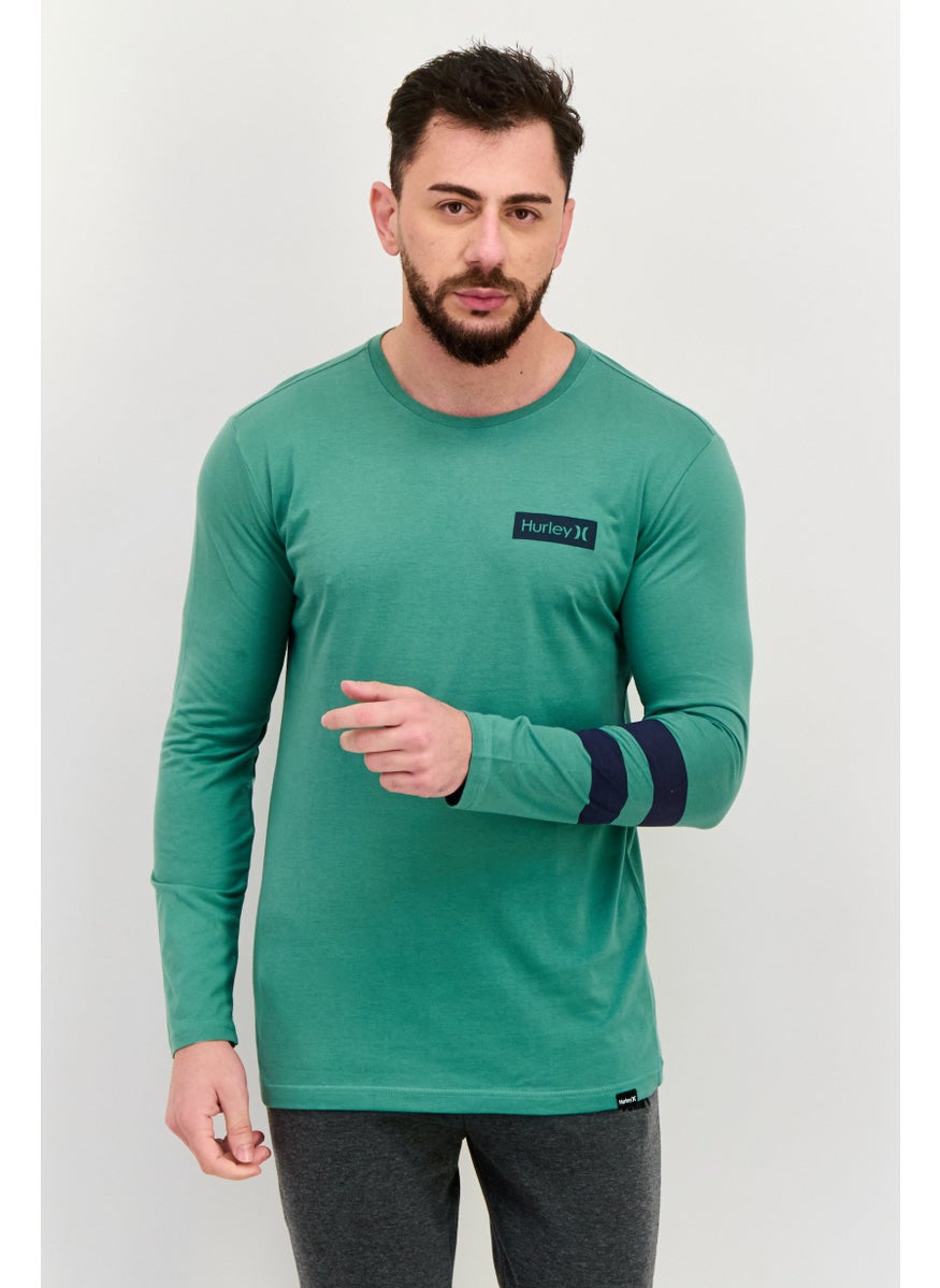 Men Sportswear Fit Long Sleeves Outdoor T-Shirt, Fern Green