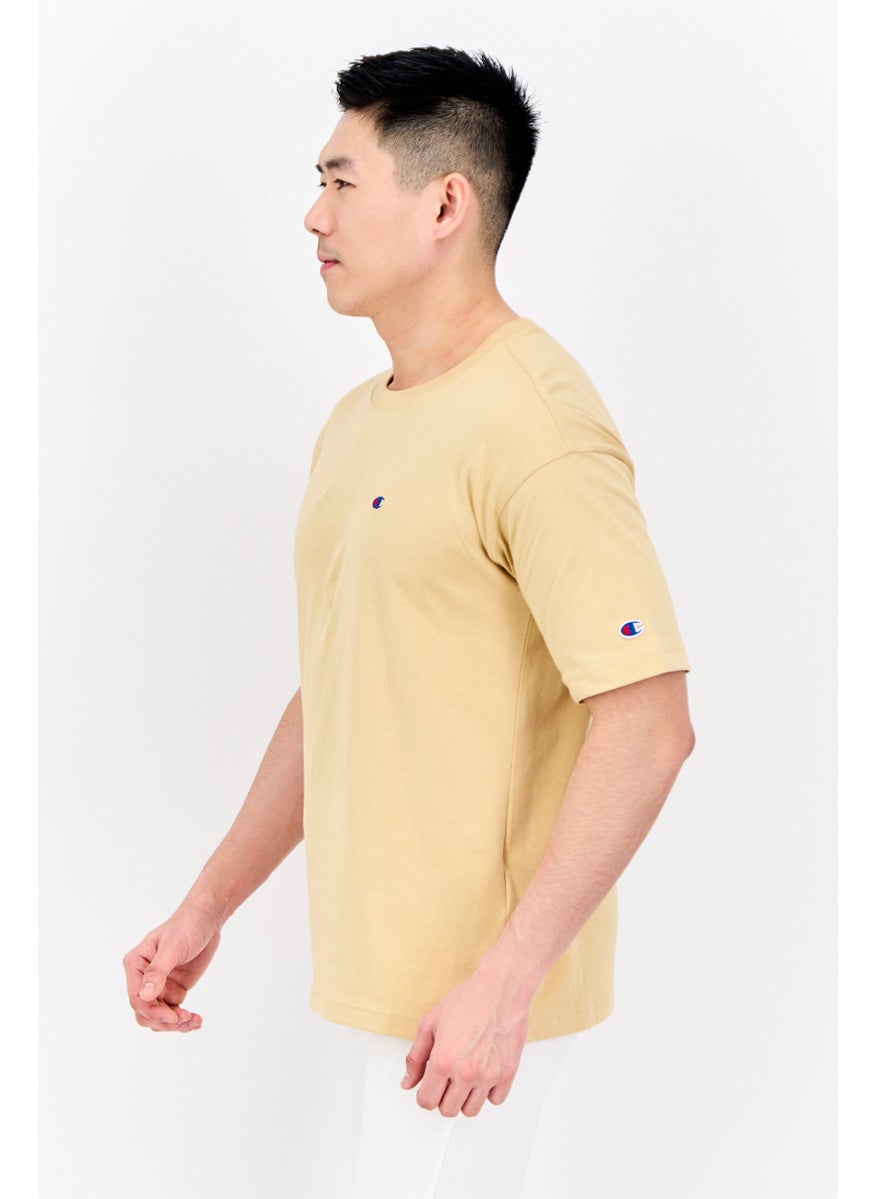 Men Sportswear Fit Short Sleeve Outdoor T Shirt, Tan