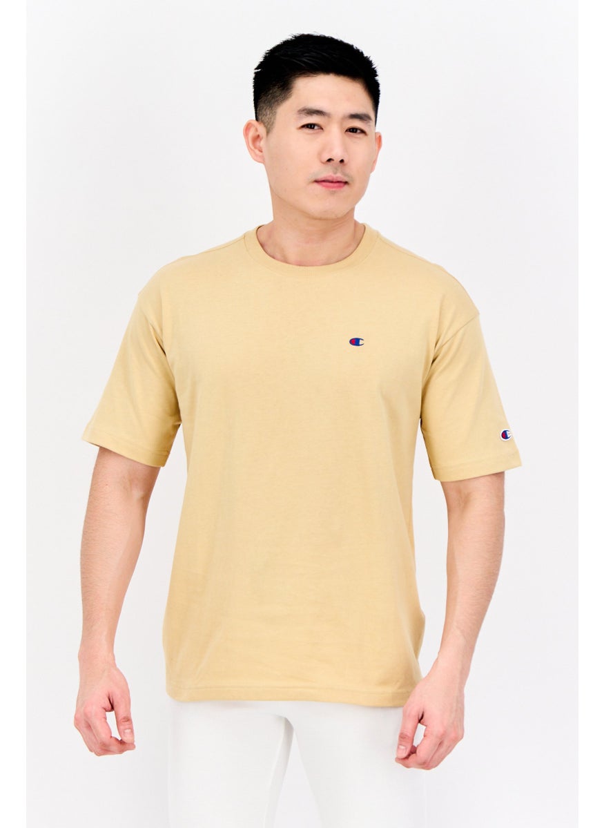 Men Sportswear Fit Short Sleeve Outdoor T Shirt, Tan