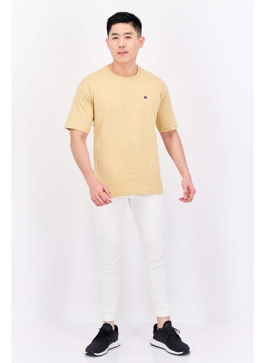 Men Sportswear Fit Short Sleeve Outdoor T Shirt, Tan