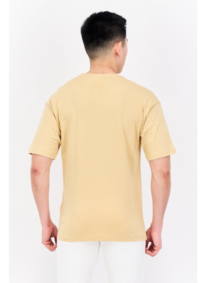 Men Sportswear Fit Short Sleeve Outdoor T Shirt, Tan