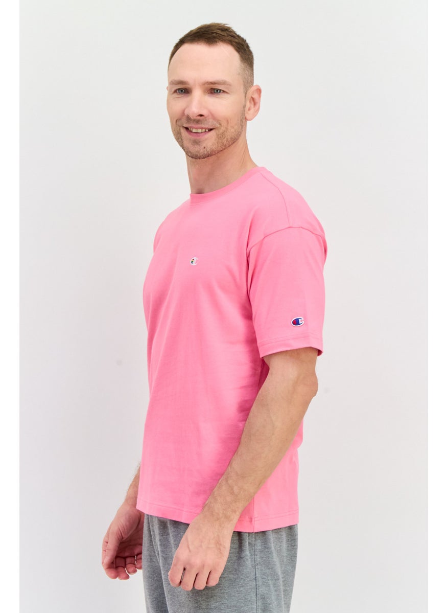 Men Sportswear Fit Short Sleeves Outdoor T-Shirt, Pink