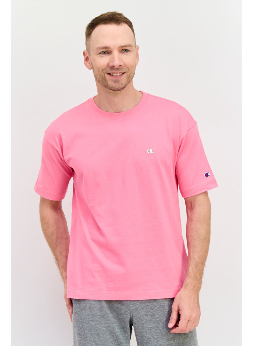Men Sportswear Fit Short Sleeves Outdoor T-Shirt, Pink