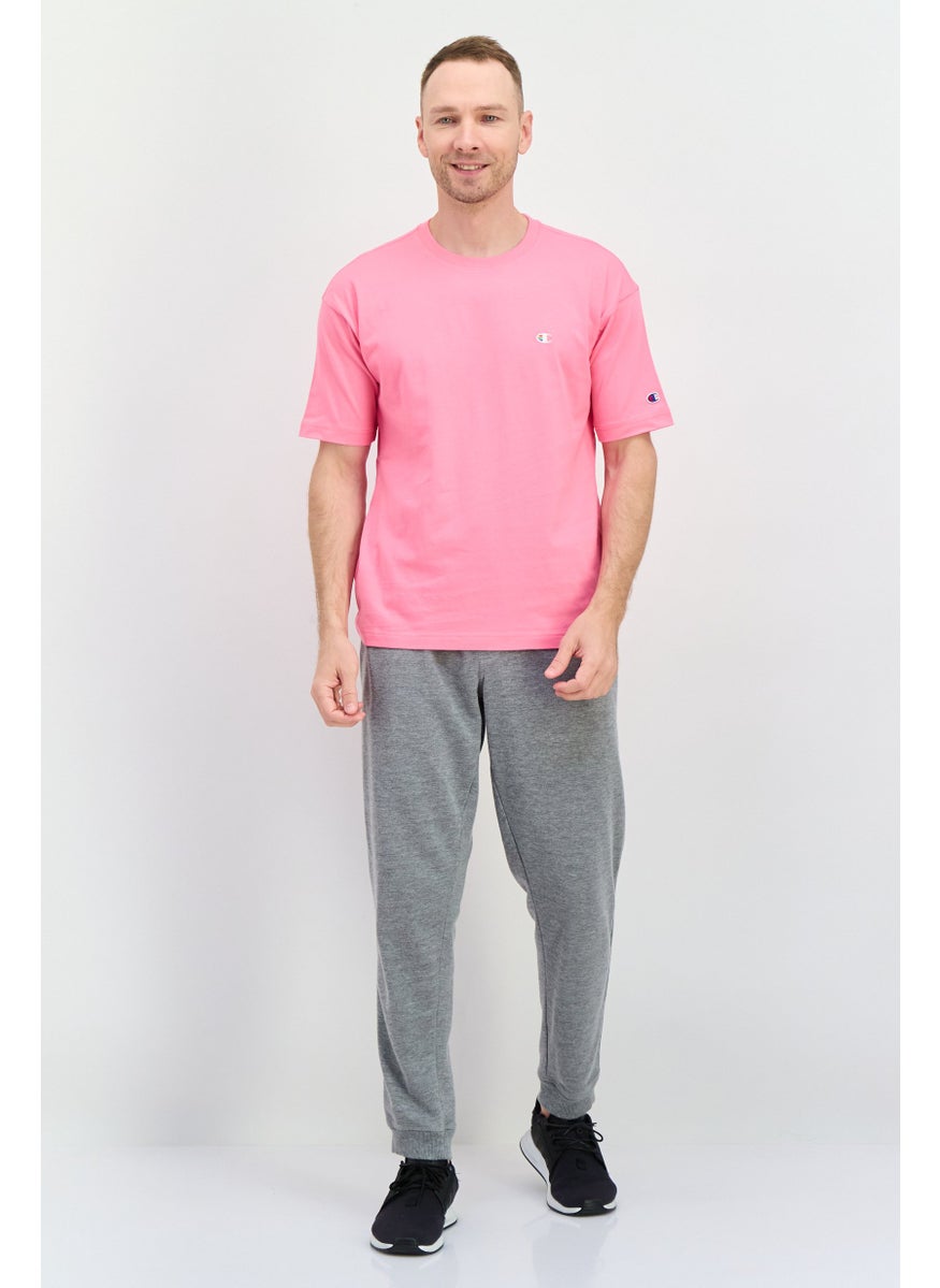 Men Sportswear Fit Short Sleeves Outdoor T-Shirt, Pink