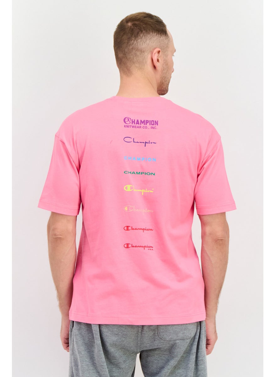 Men Sportswear Fit Short Sleeves Outdoor T-Shirt, Pink