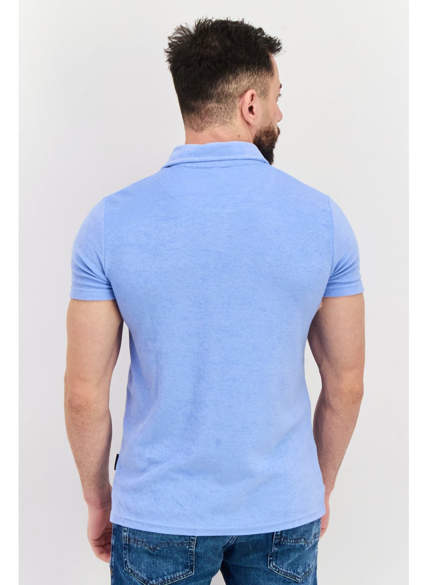 Men Regular Fit Short Sleeve Heather Polo Shirts, Blue