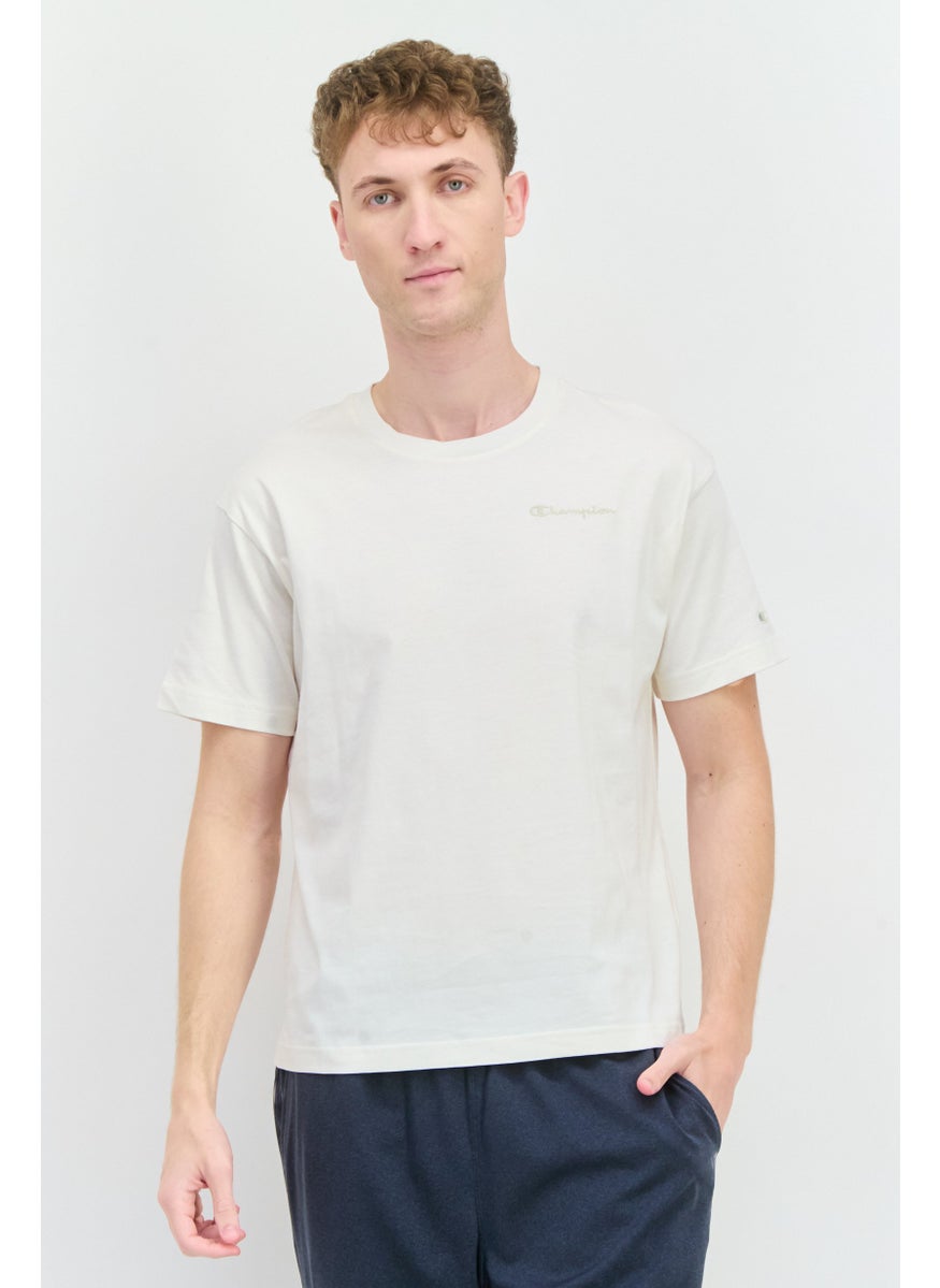 Men Sportswear Fit Short Sleeves Outdoor T-shirt, Off white