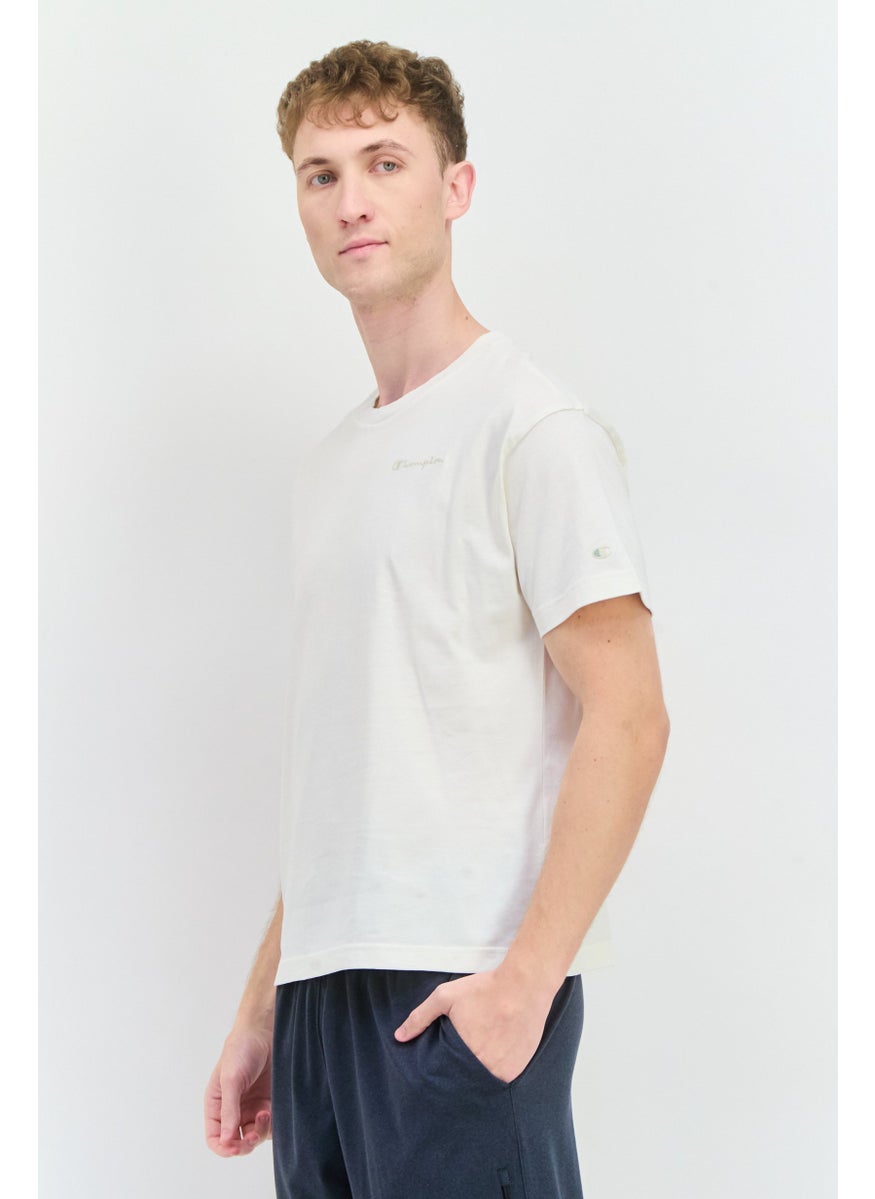 Men Sportswear Fit Short Sleeves Outdoor T-shirt, Off white