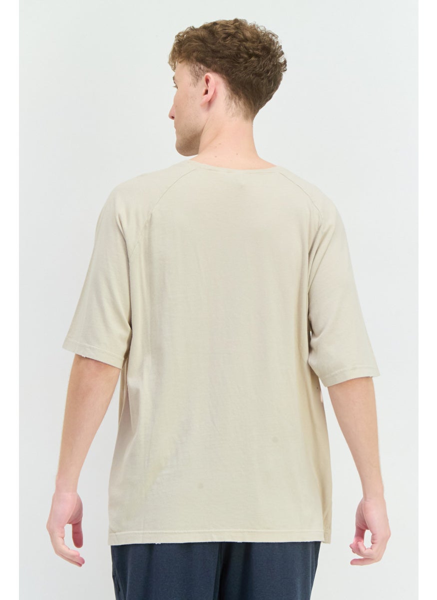 Men Sportswear Fit Short Sleeves Outdoor T-Shirt, Cream
