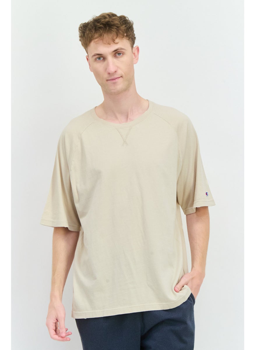Men Sportswear Fit Short Sleeves Outdoor T-Shirt, Cream