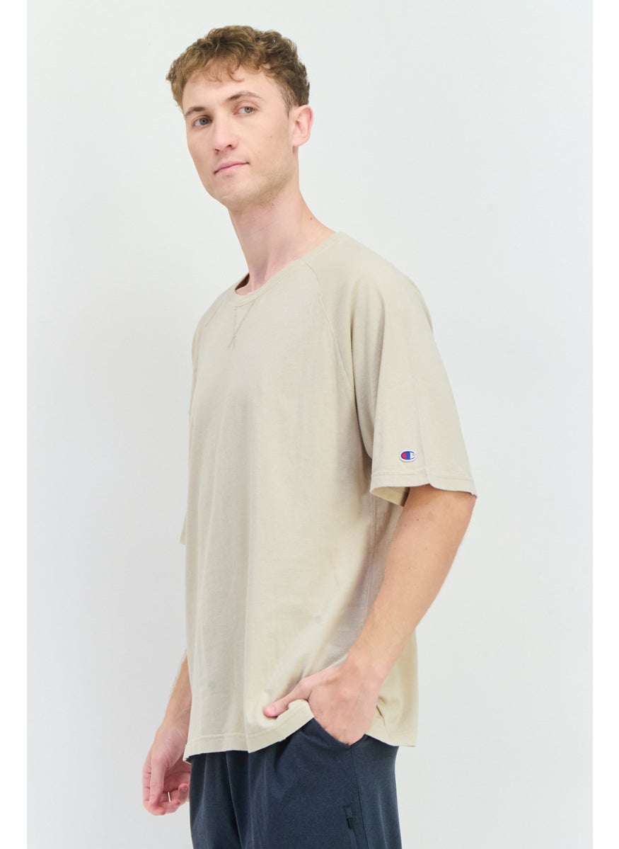 Men Sportswear Fit Short Sleeves Outdoor T-Shirt, Cream
