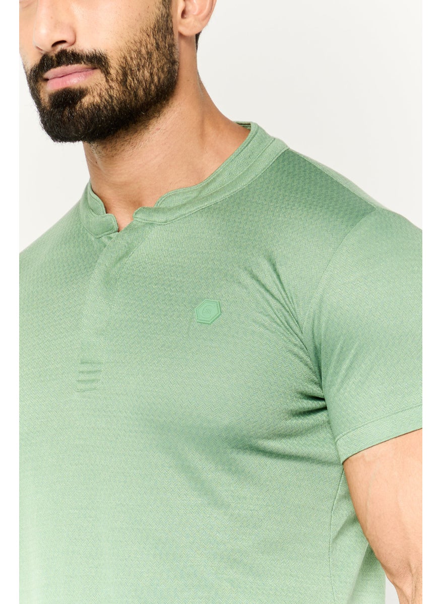 Men Regular Fit Short Sleeve Brand Logo Polo Shirt, Green