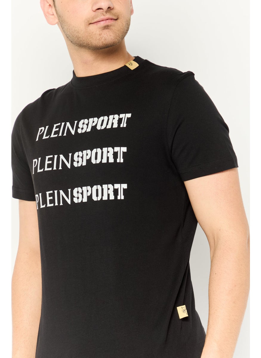 Plein Sport Men Sportswear Fit Short Sleeves Outdoor T-Shirt, Black