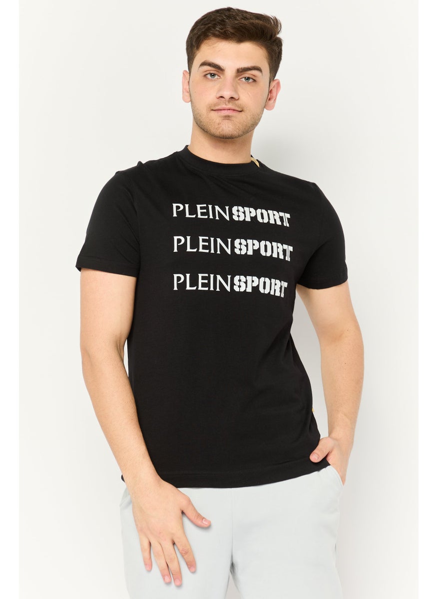Plein Sport Men Sportswear Fit Short Sleeves Outdoor T-Shirt, Black