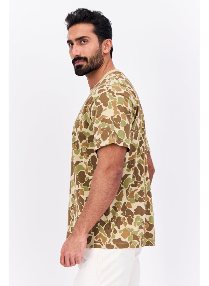 Men Crew Neck Short Sleeve Camouflage T-Shirt, Olive Combo