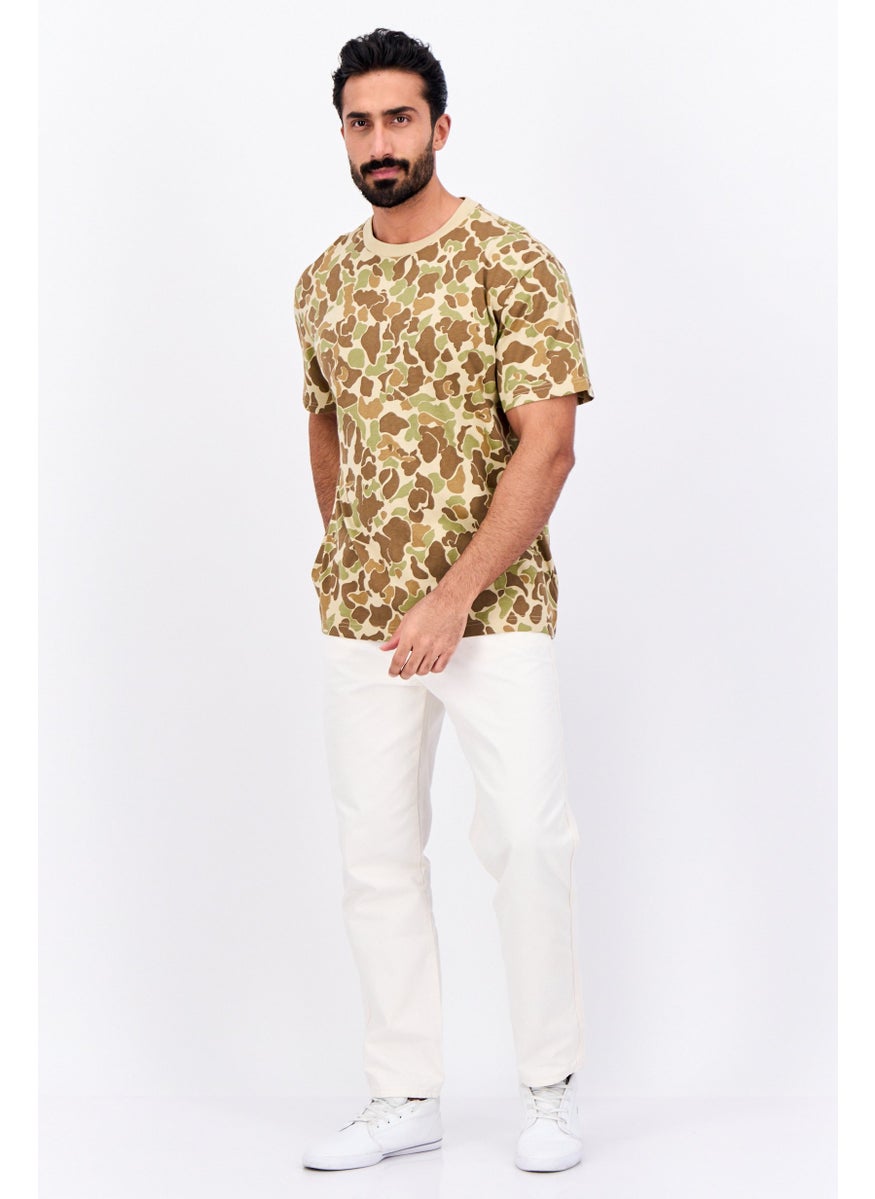 Men Crew Neck Short Sleeve Camouflage T-Shirt, Olive Combo
