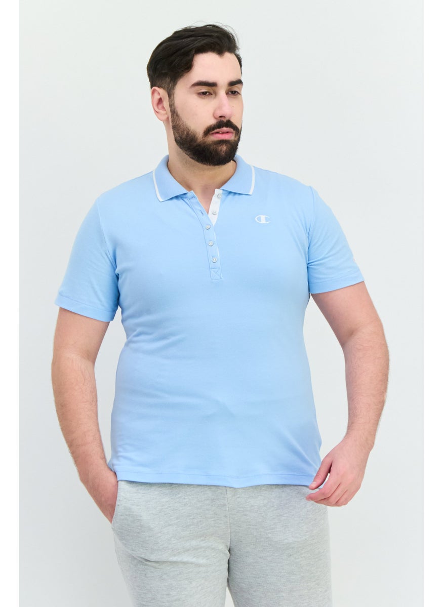 Men Comfort Fit Short Sleeve Outdoor Polo Shirts, Light Blue