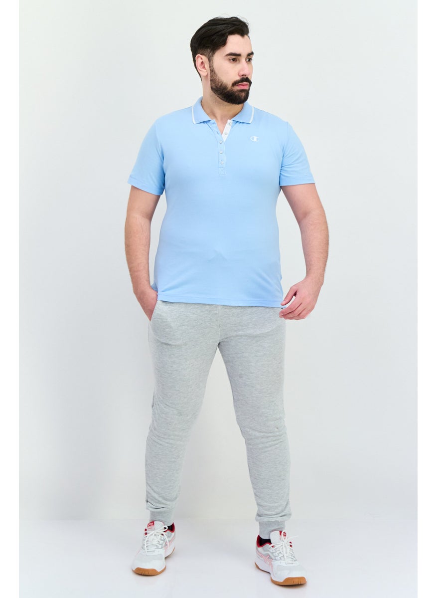 Men Comfort Fit Short Sleeve Outdoor Polo Shirts, Light Blue