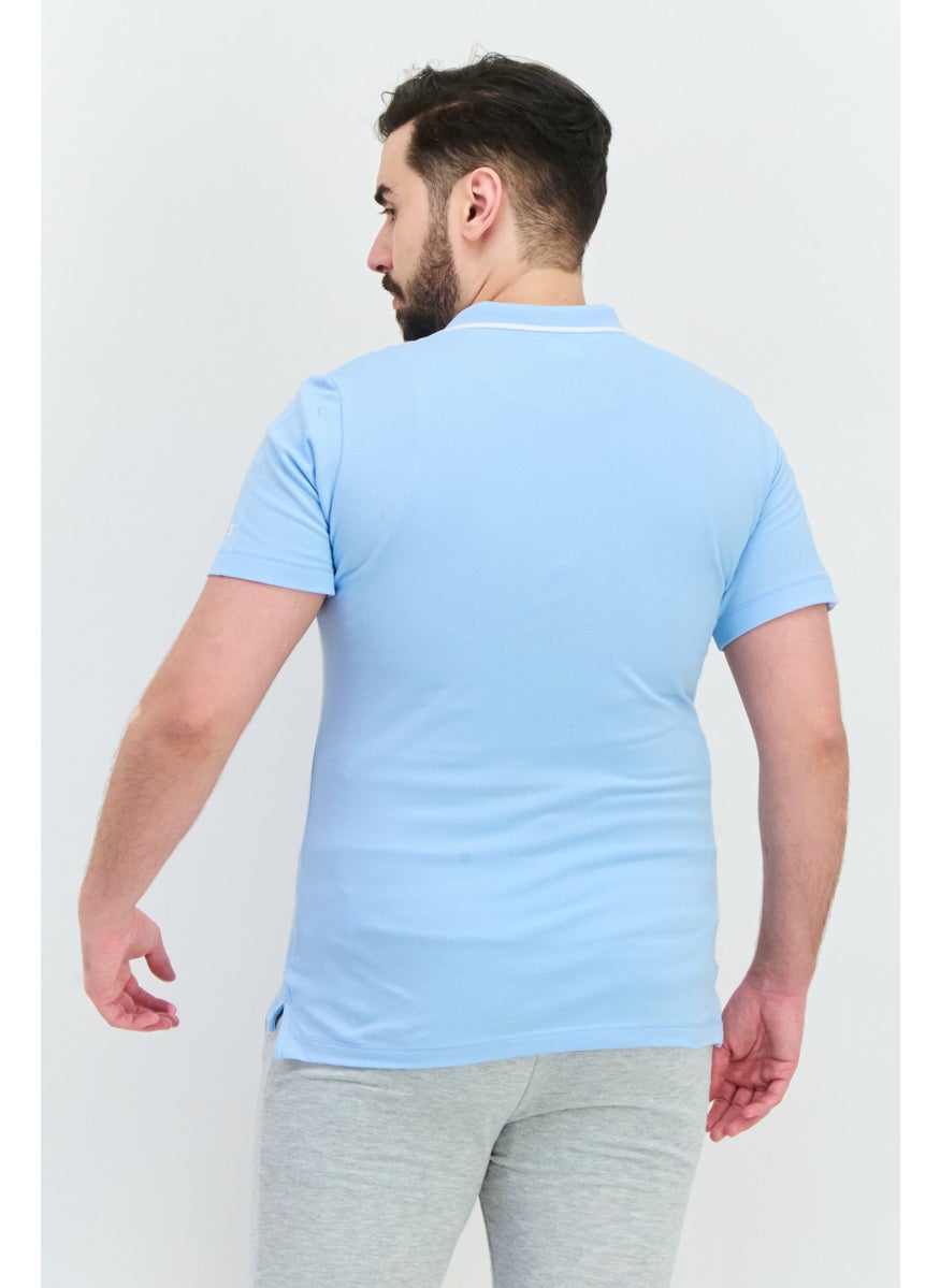 Men Comfort Fit Short Sleeve Outdoor Polo Shirts, Light Blue