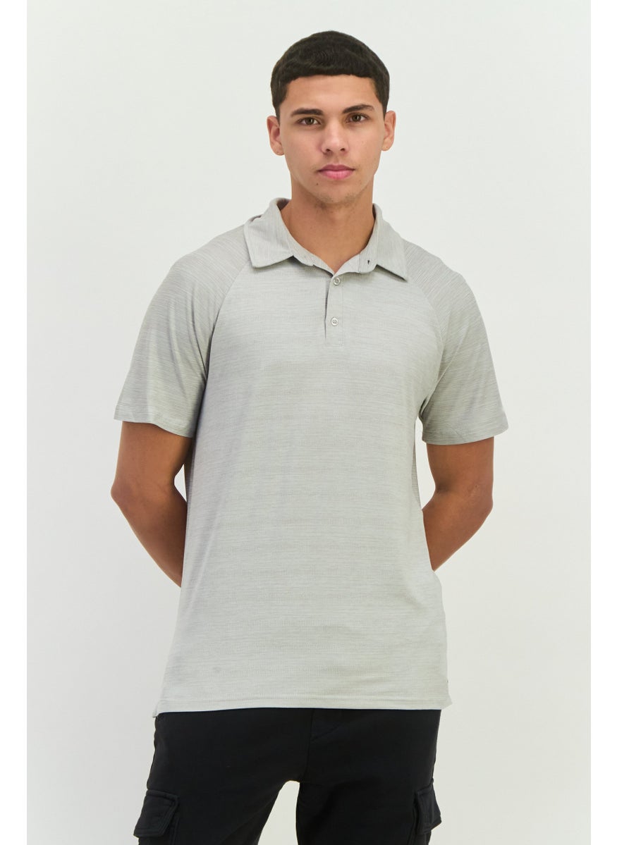 Men Sportswear Fit Short Sleeve Outdoor Polo Shirts, Light Grey